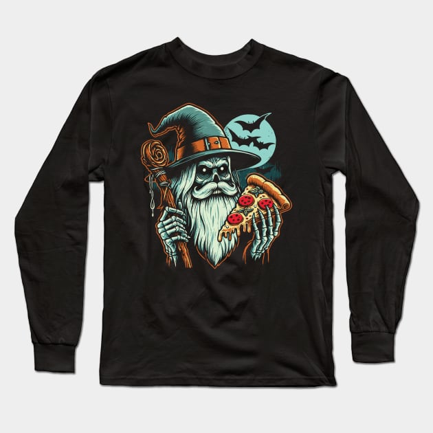 Pizza Wizard // Horror Design Long Sleeve T-Shirt by Trendsdk